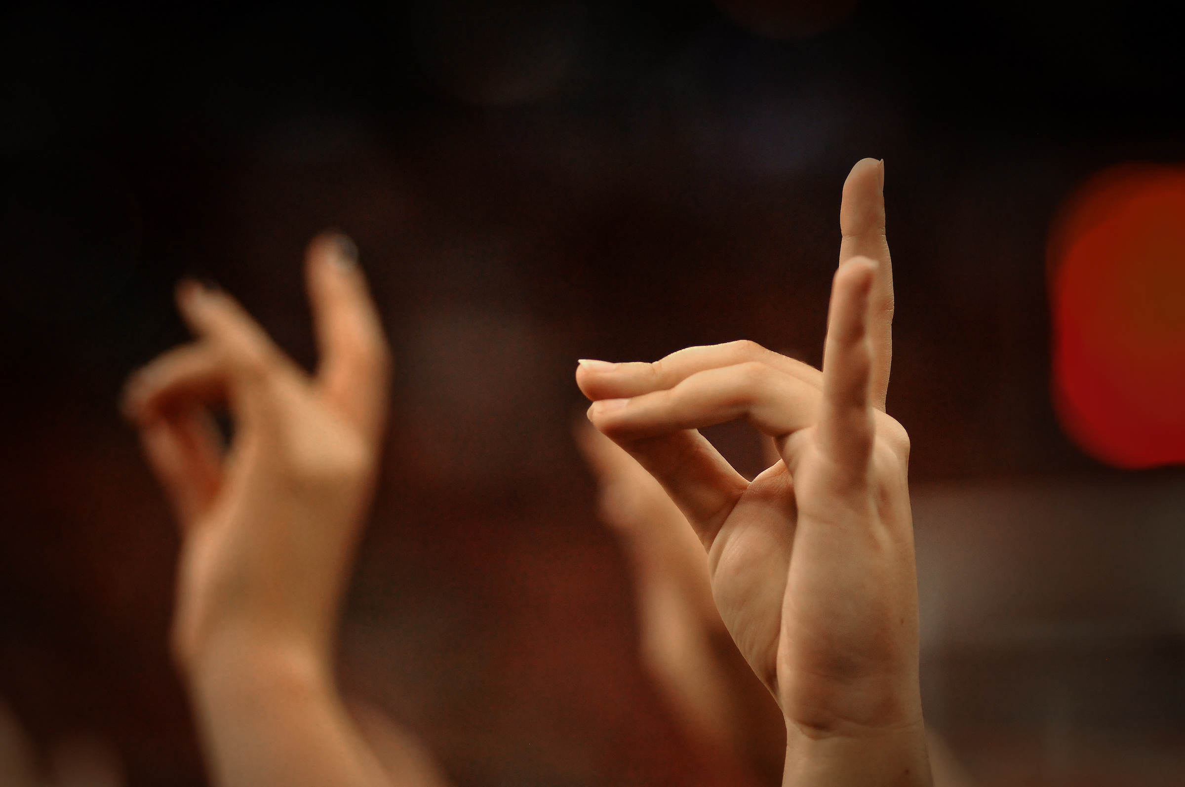 Wolfpack fans hold their wolf hands high at PNC Arena for a basketball game.