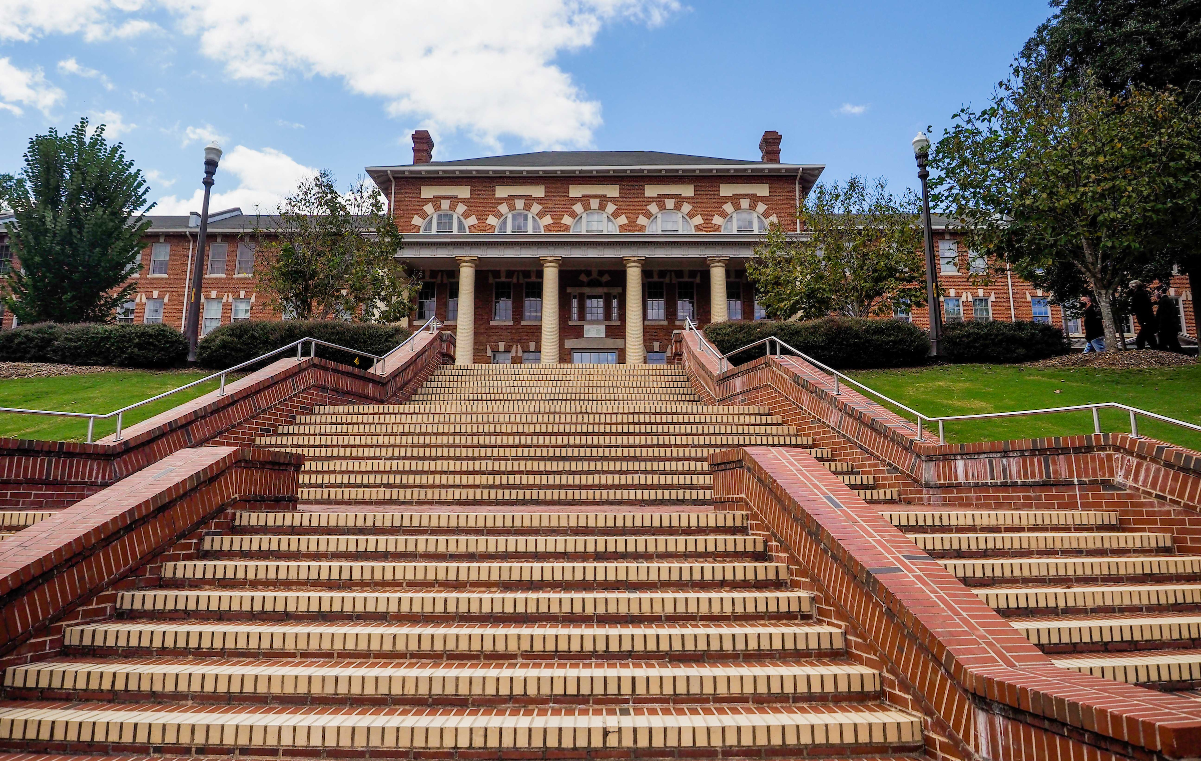 The 1911 building steps stand empty after undergraduate classes moved online for the remainder of the fall 2020 semester. 